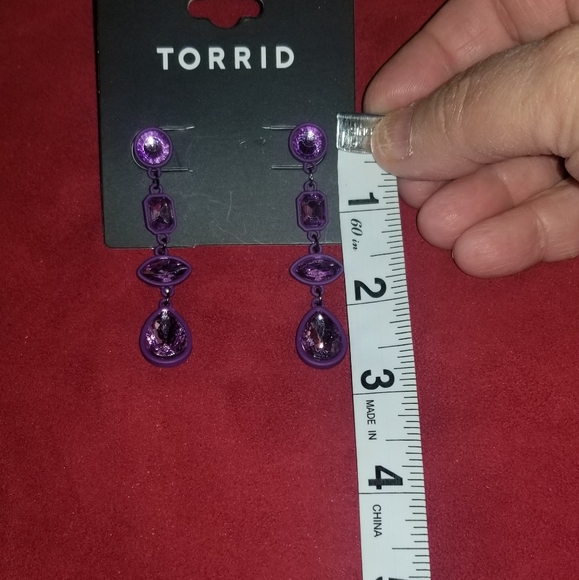 NWT Purple Stone Matte Drop Earrings - Picture 4 of 4